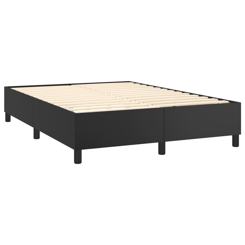 Box Spring Bed Frame Black Double Faux Leather