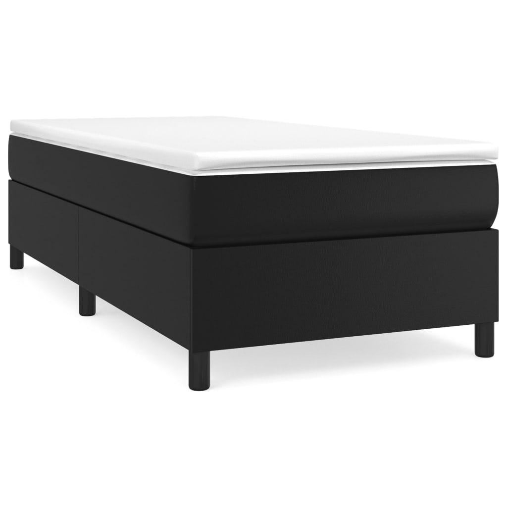 Box Spring Bed Frame Black King Single Faux Leather