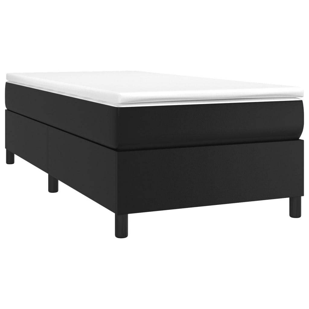 Box Spring Bed Frame Black King Single Faux Leather