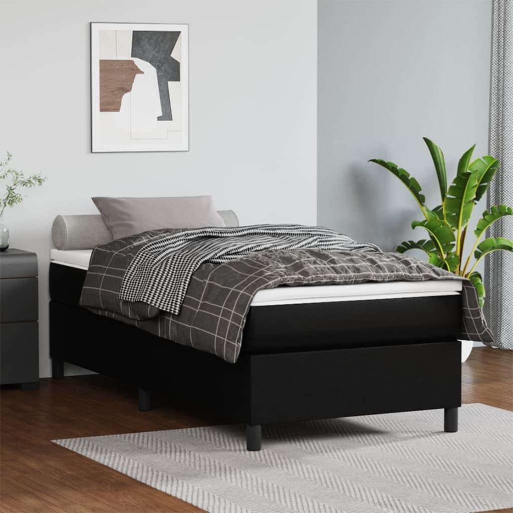 Box Spring Bed Frame Black King Single Faux Leather