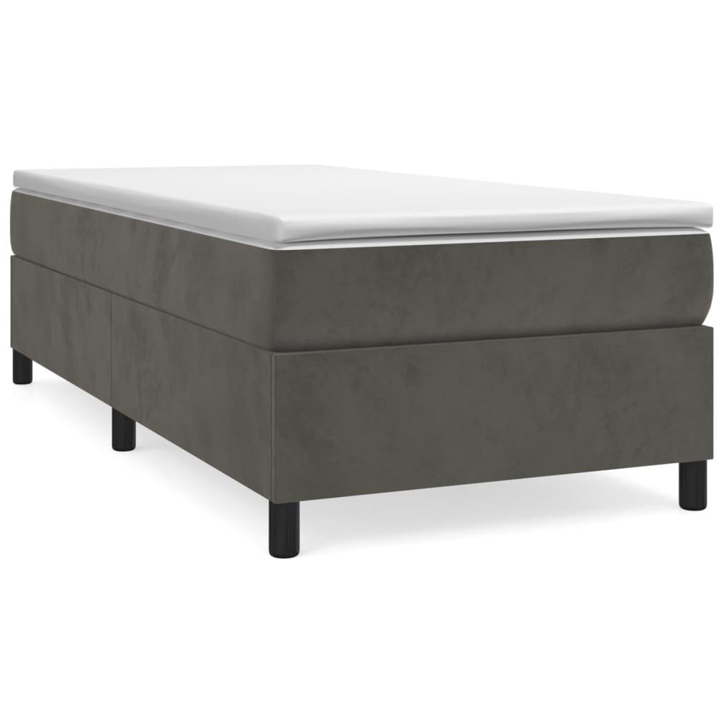 Box Spring Bed Frame Dark Grey King Single Velvet