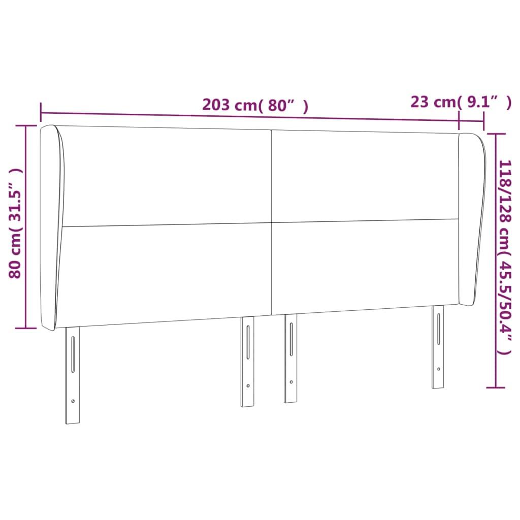 Headboard with Ears Black 203 cm Faux Leather