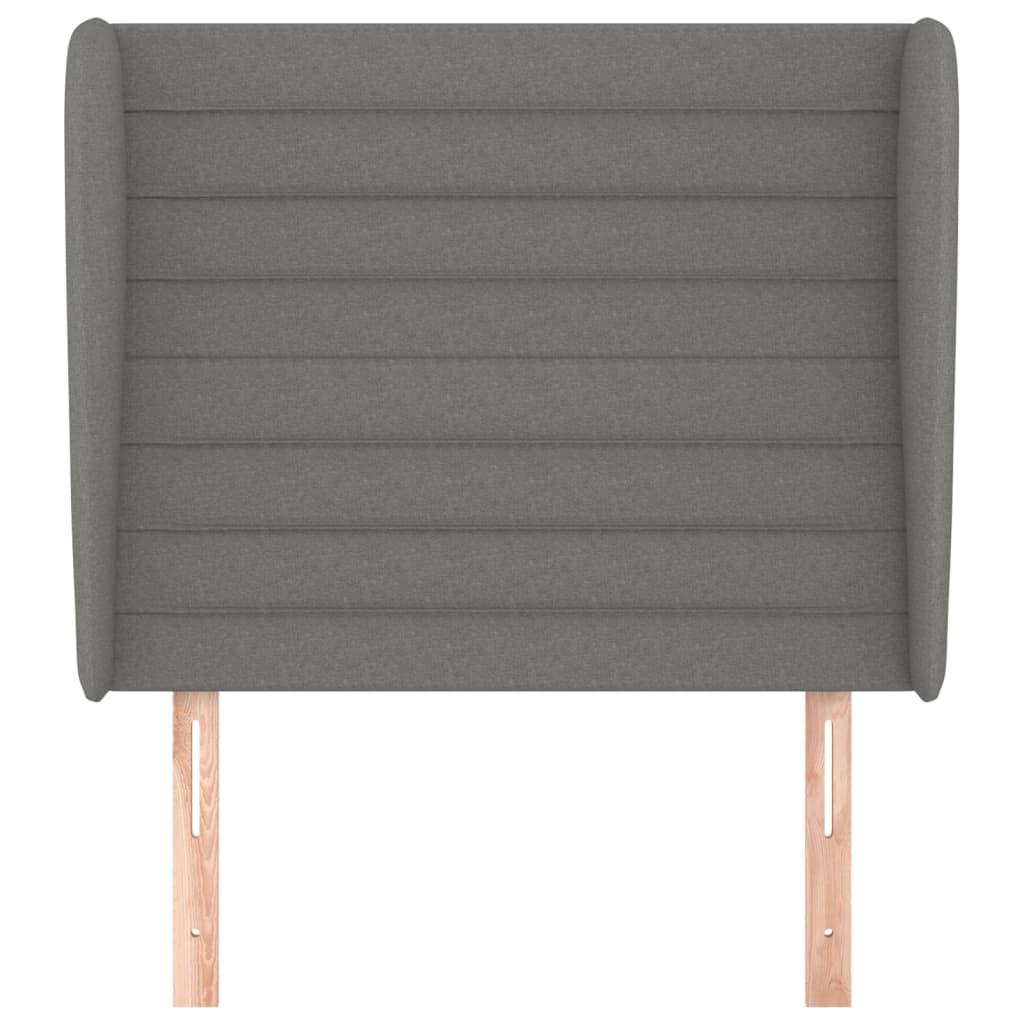 Headboard with Ears Dark Grey 103 cm Fabric