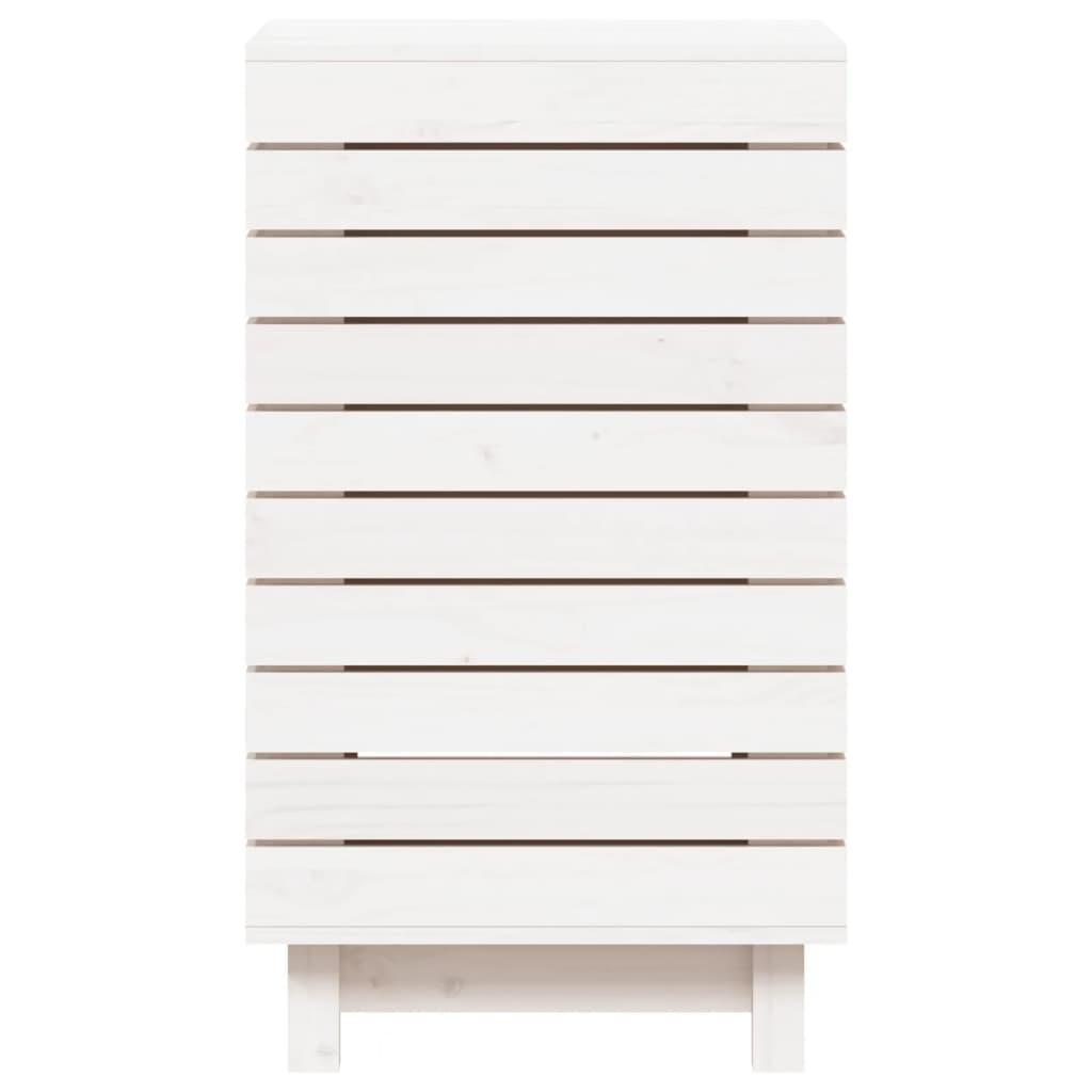 Laundry Basket White 44x44x76 cm Solid Wood Pine