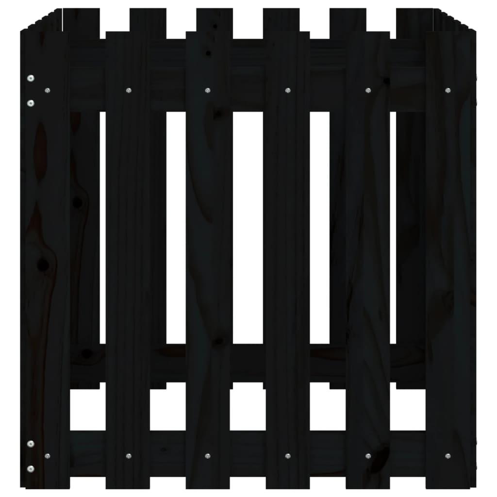 Garden Planter with Fence Design Black 60x60x60 cm Solid Wood Pine