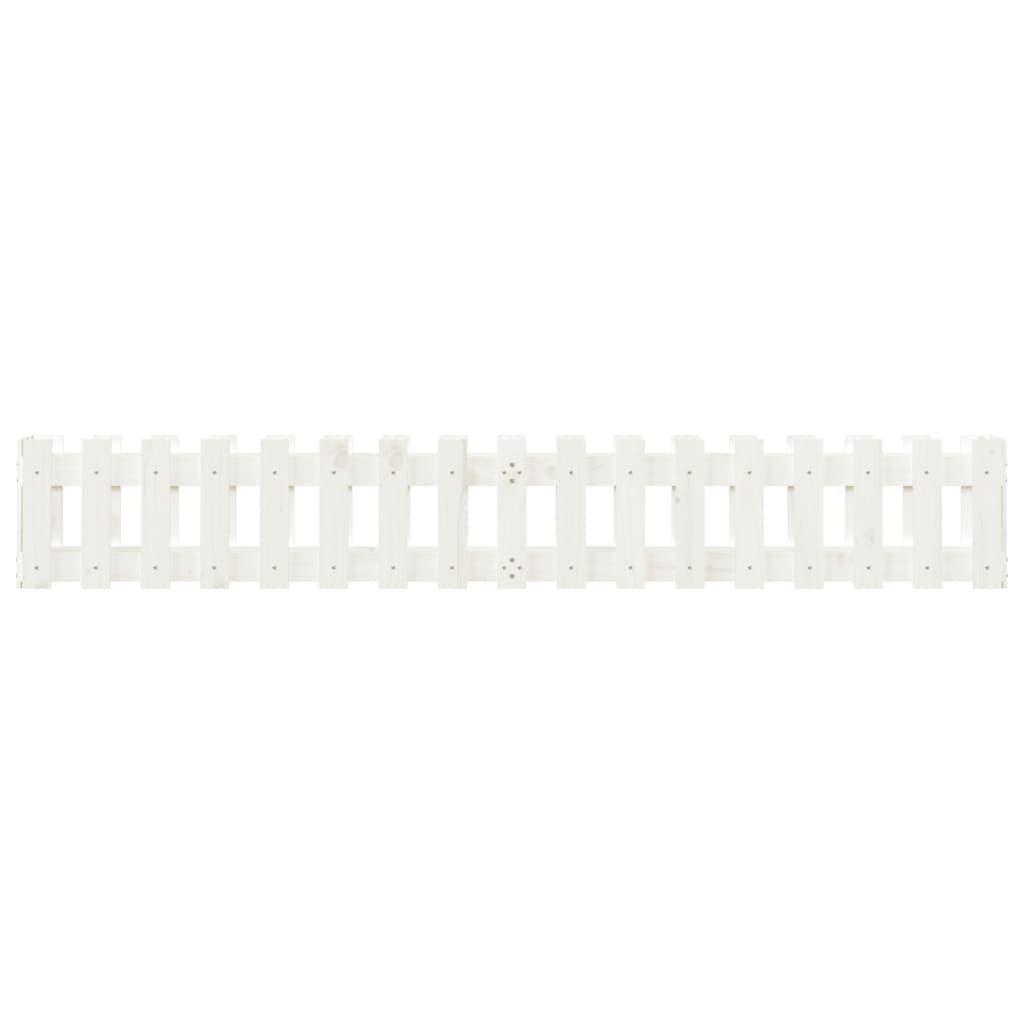 Garden Raised Bed with Fence Design White 200x30x30 cm Solid Wood Pine