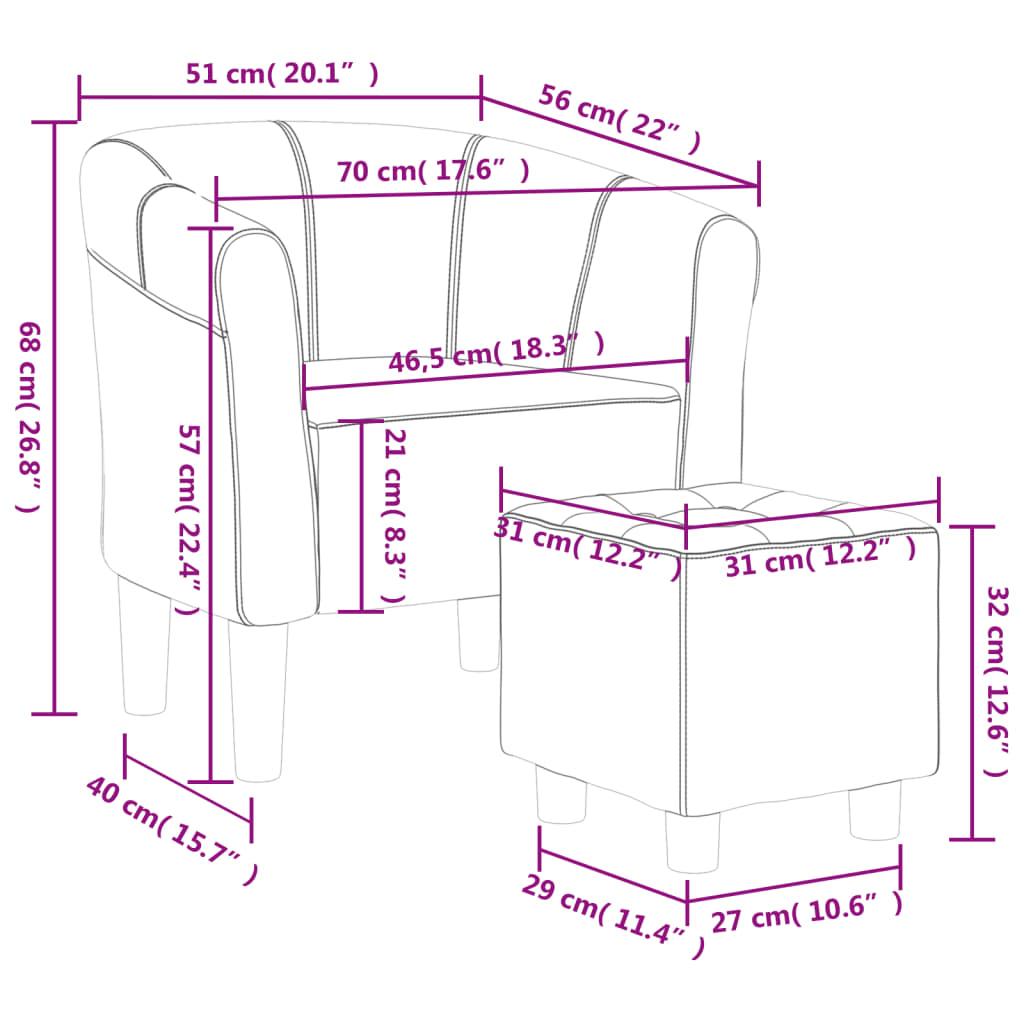 Tub Chair with Footstool Dark Grey Fabric