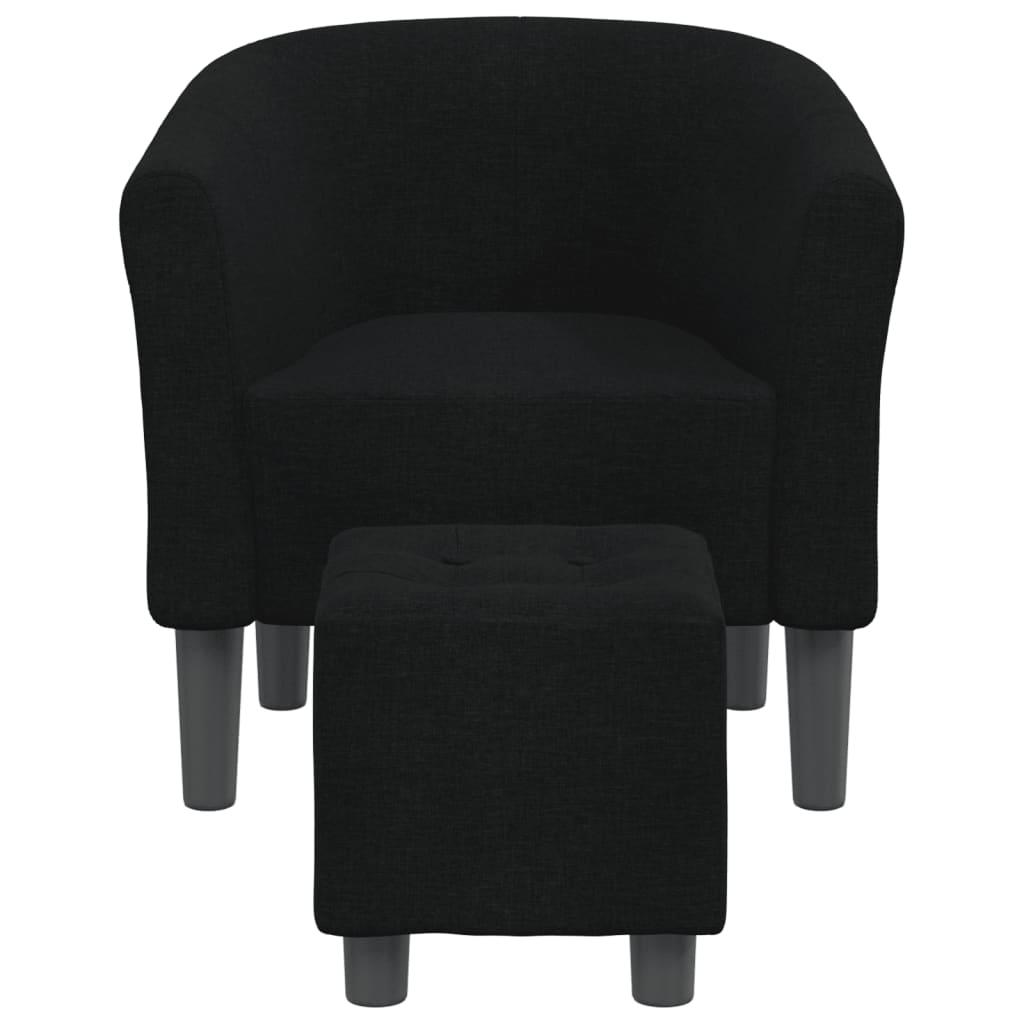 Tub Chair with Footstool Black Fabric