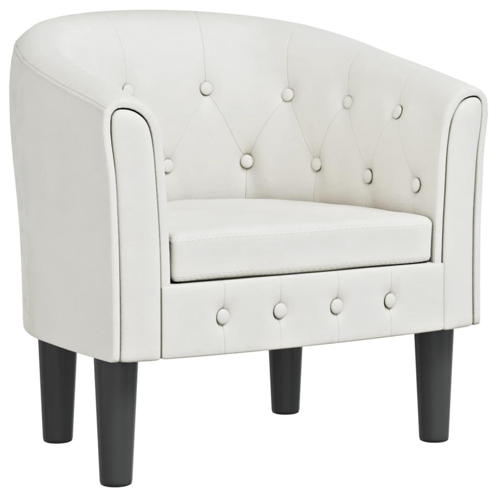 Tub Chair White Faux Leather