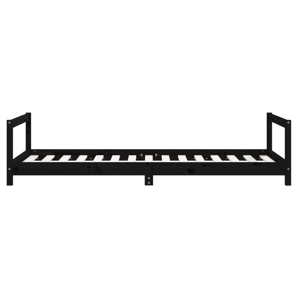Kids Bed Frame Black 90x190 cm Solid Wood Pine