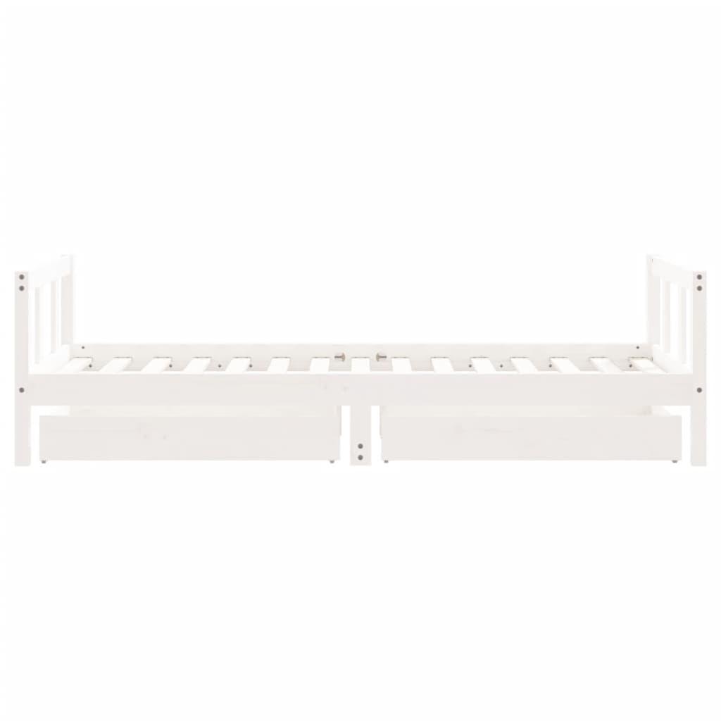 Kids Bed Frame with Drawers White 90x190 cm Solid Wood Pine