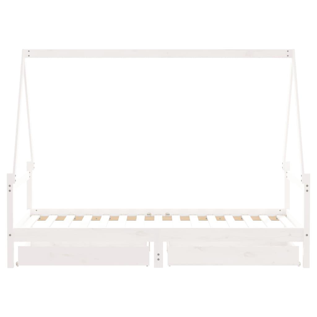 Kids Bed Frame with Drawers White 90x190 cm Solid Wood Pine