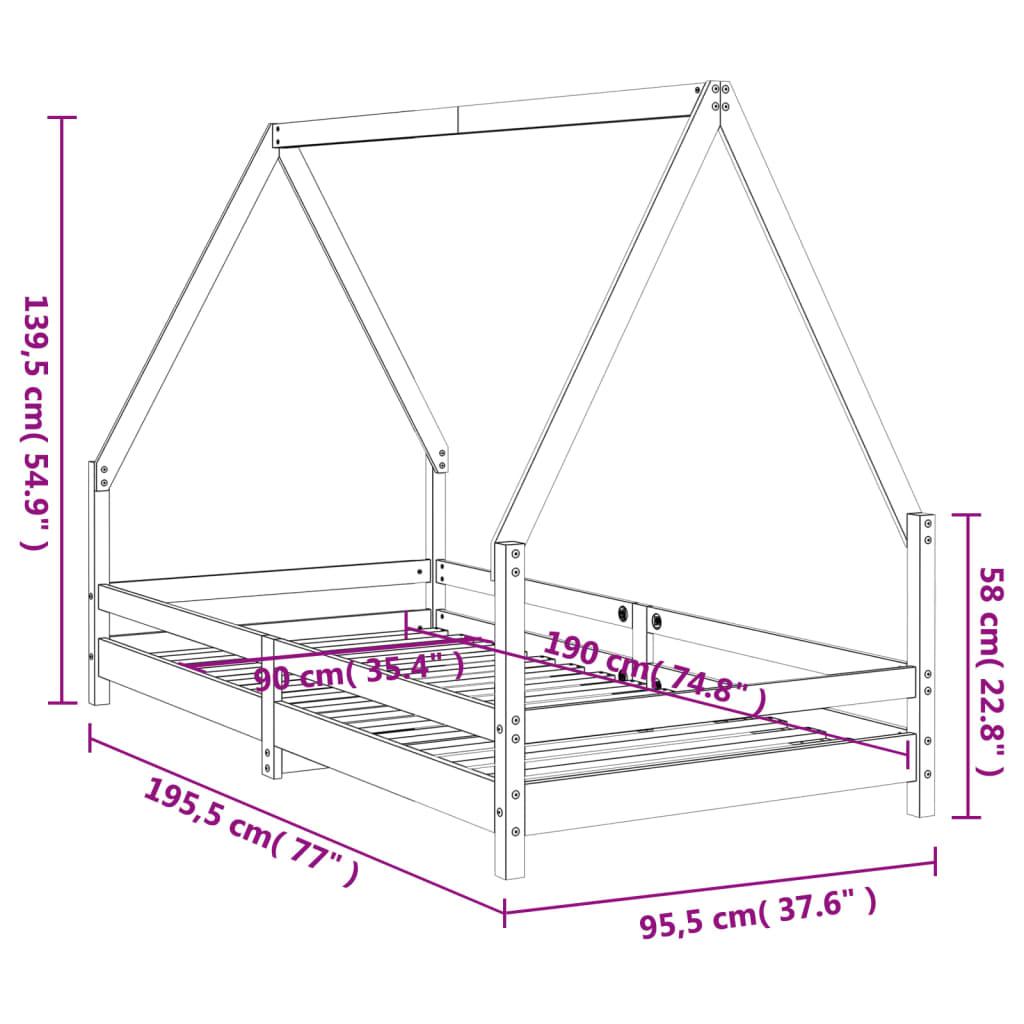 Kids Bed Frame White 90x190 cm Solid Wood Pine