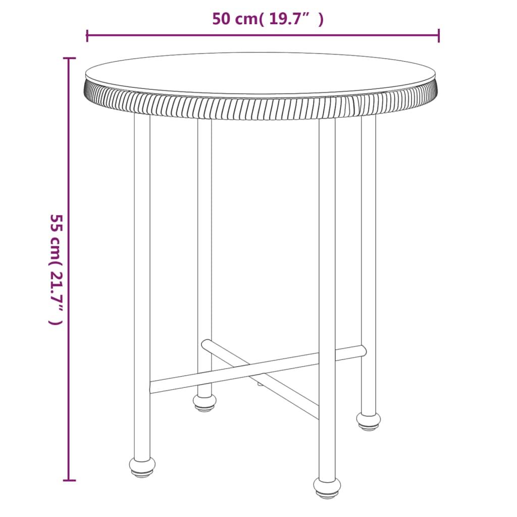 Dining Table Ø50 cm Tempered Glass and Steel