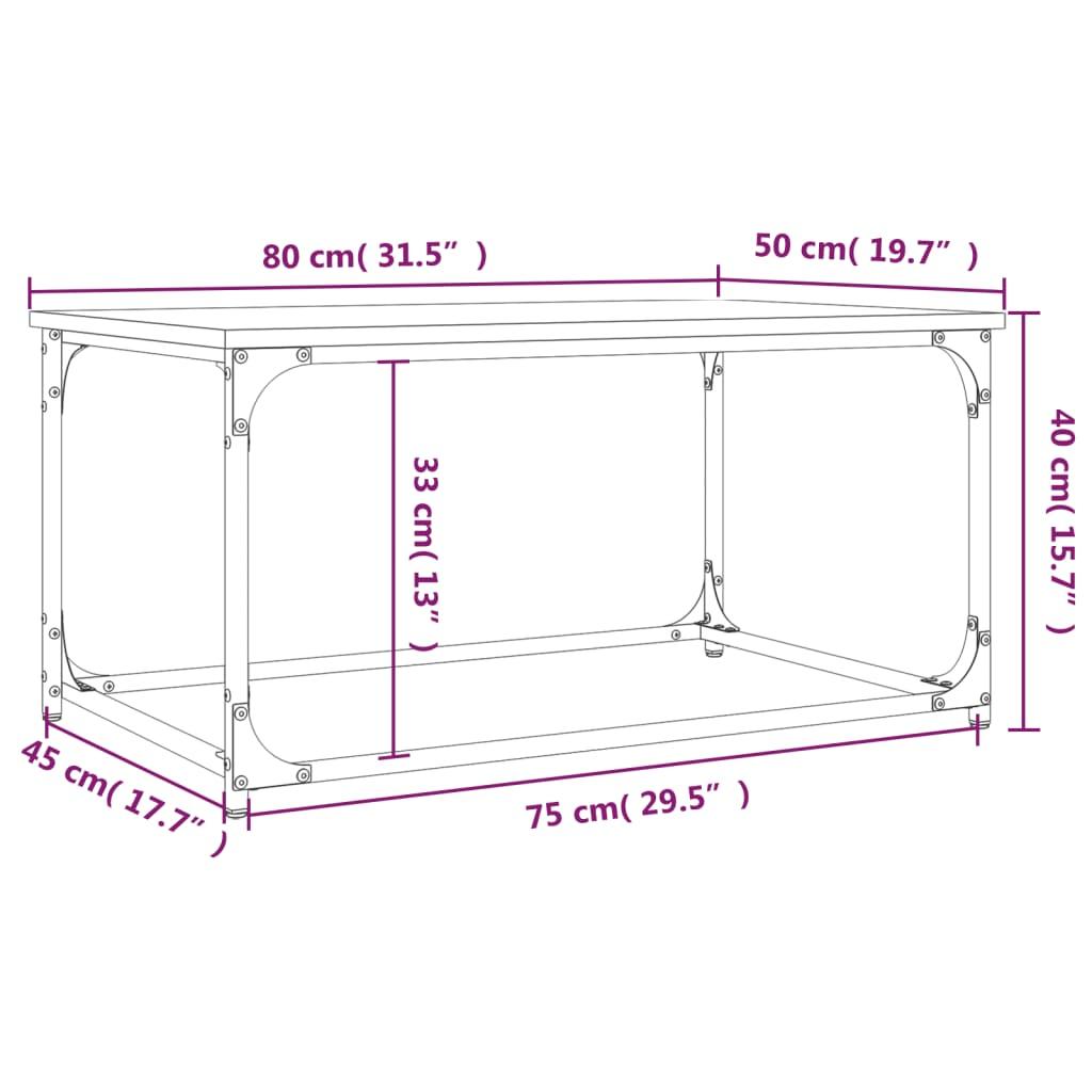 Coffee Table Brown Oak 80x50x40 cm Engineered Wood and Iron
