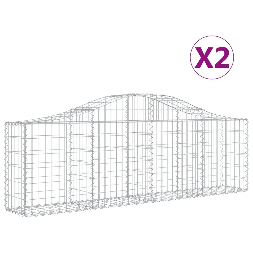 Arched Gabion Baskets 2 pcs 200x30x60/80 cm Galvanised Iron