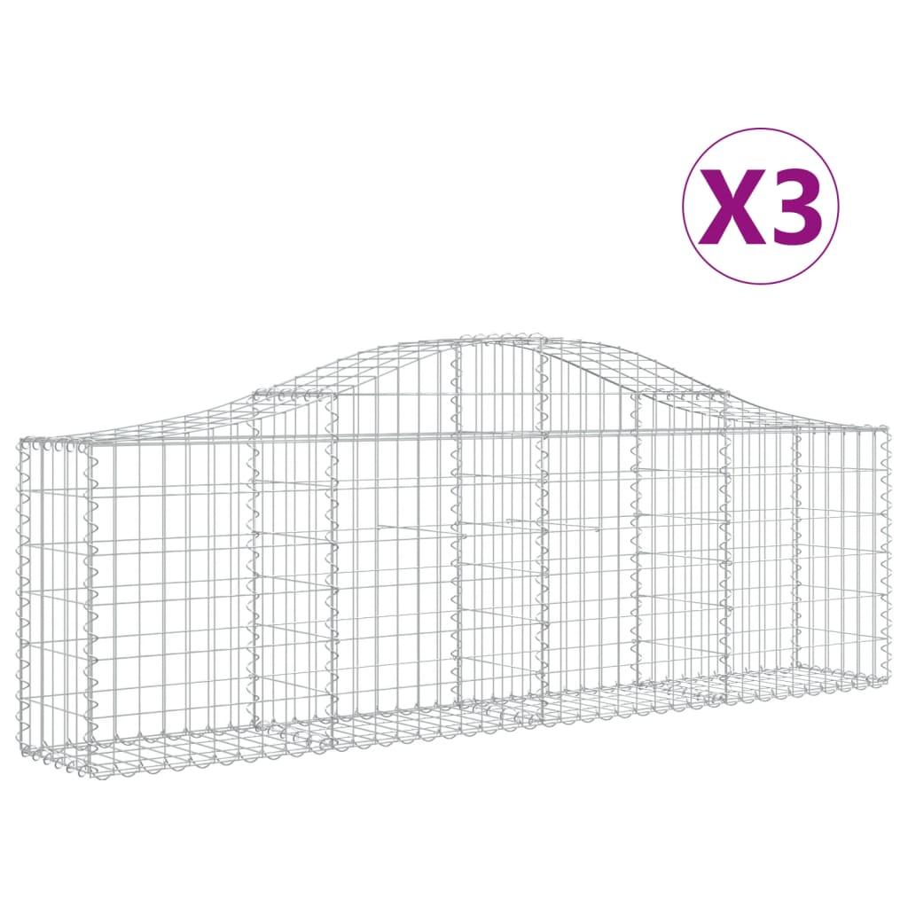 Arched Gabion Baskets 3 pcs 200x30x60/80 cm Galvanised Iron