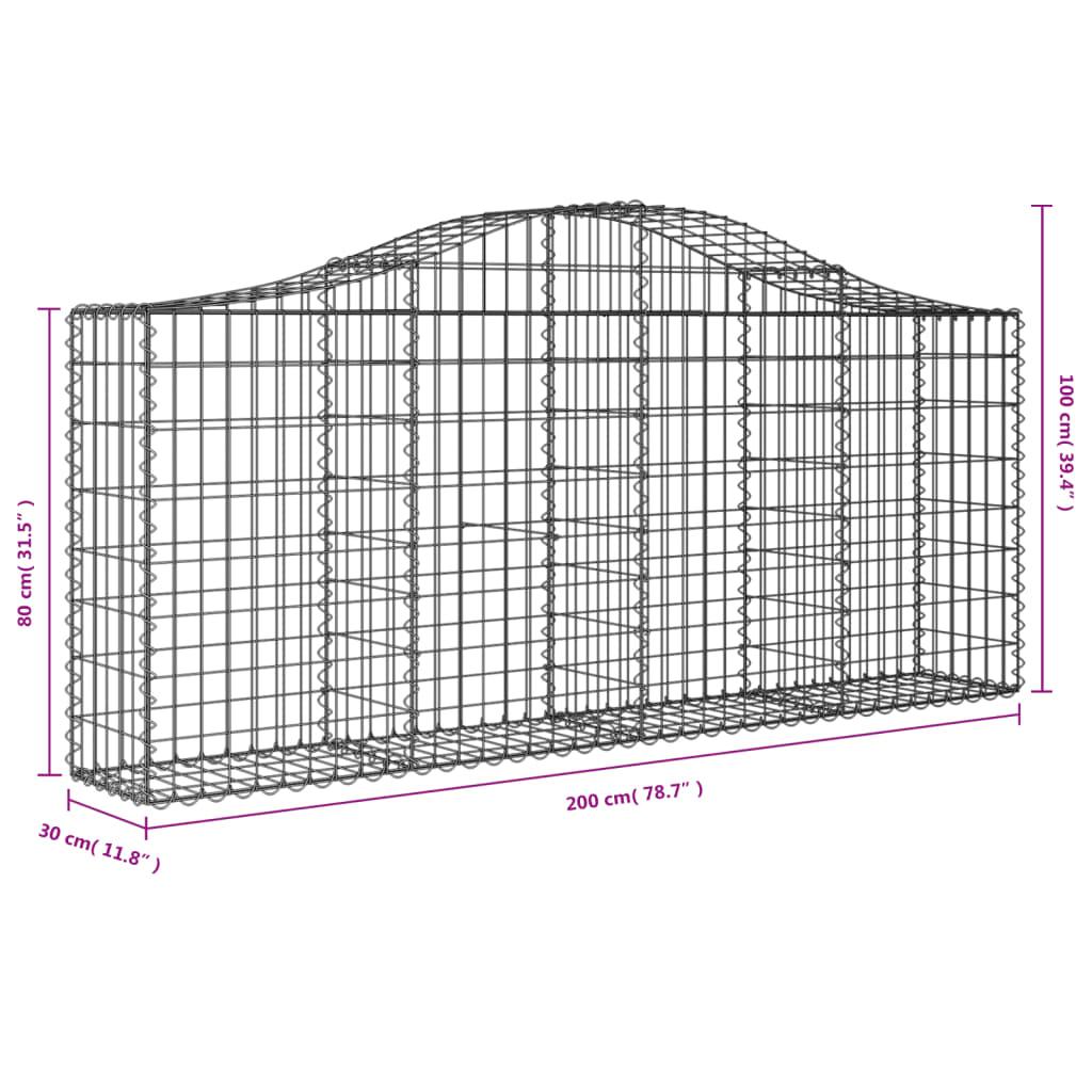 Arched Gabion Baskets 2 pcs 200x30x80/100 cm Galvanised Iron