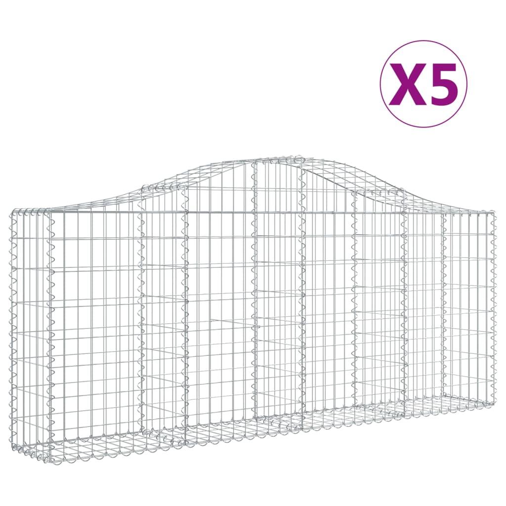 Arched Gabion Baskets 5 pcs 200x30x80/100 cm Galvanised Iron