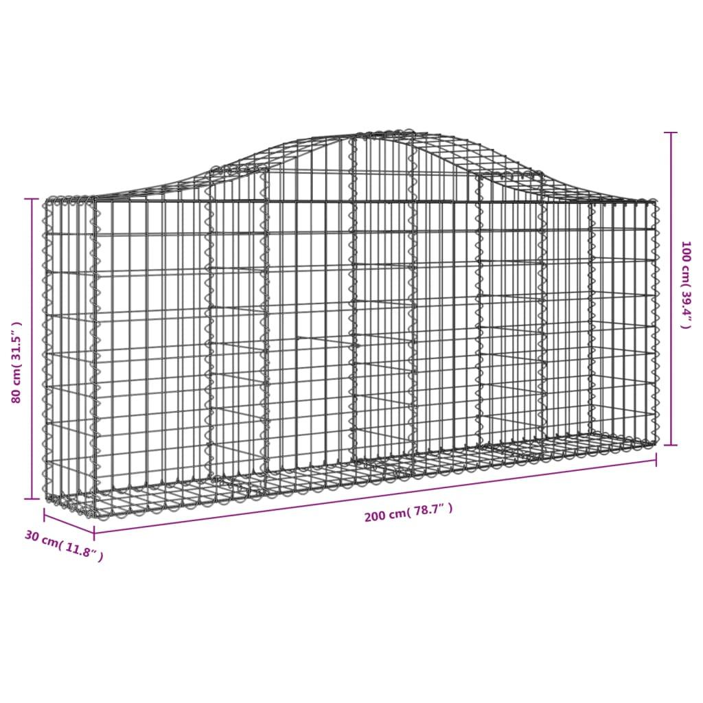 Arched Gabion Baskets 6 pcs 200x30x80/100 cm Galvanised Iron