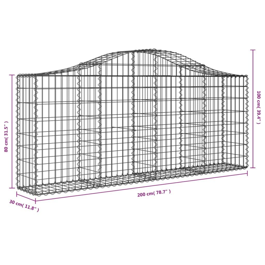 Arched Gabion Baskets 8 pcs 200x30x80/100 cm Galvanised Iron