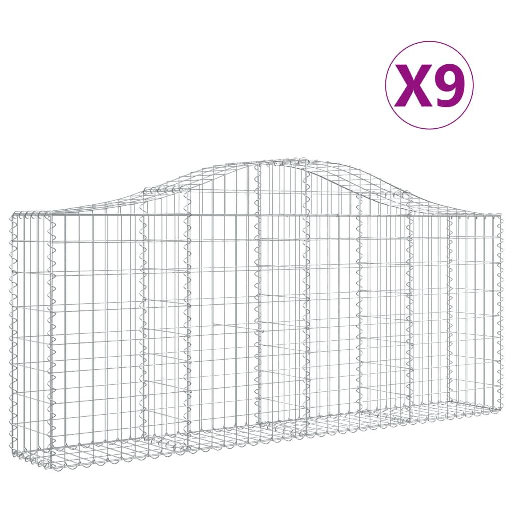 Arched Gabion Baskets 9 pcs 200x30x80/100 cm Galvanised Iron