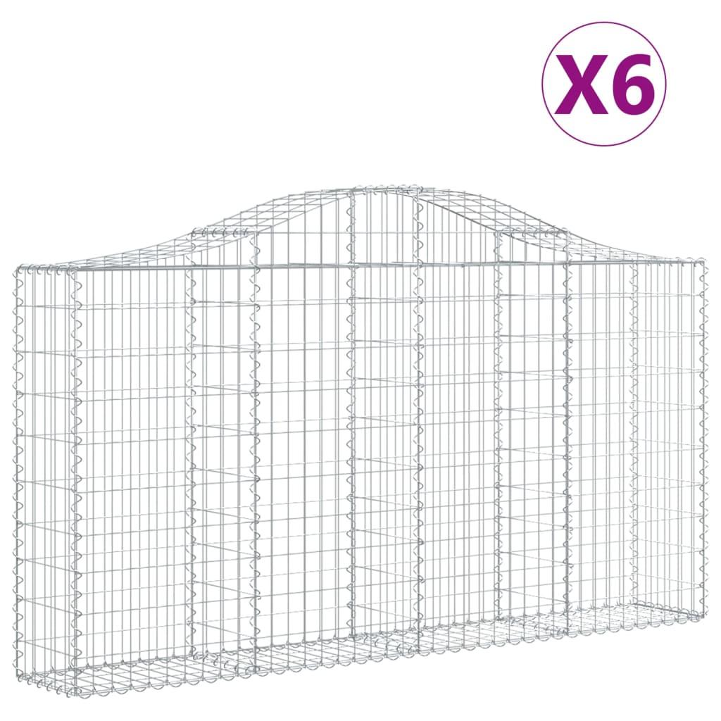 Arched Gabion Baskets 6 pcs 200x30x100/120 cm Galvanised Iron