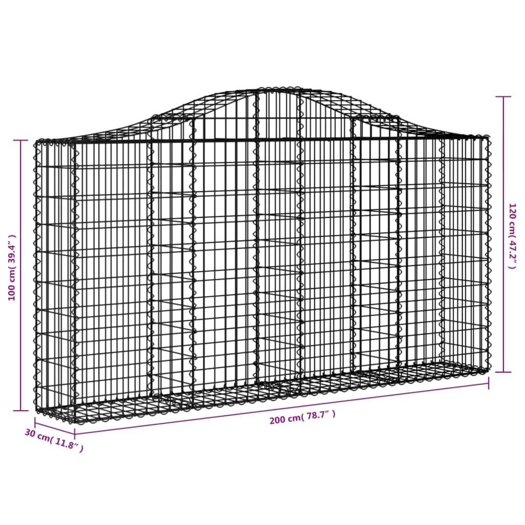 Arched Gabion Baskets 6 pcs 200x30x100/120 cm Galvanised Iron