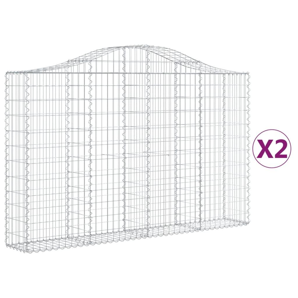 Arched Gabion Baskets 2 pcs 200x30x120/140 cm Galvanised Iron