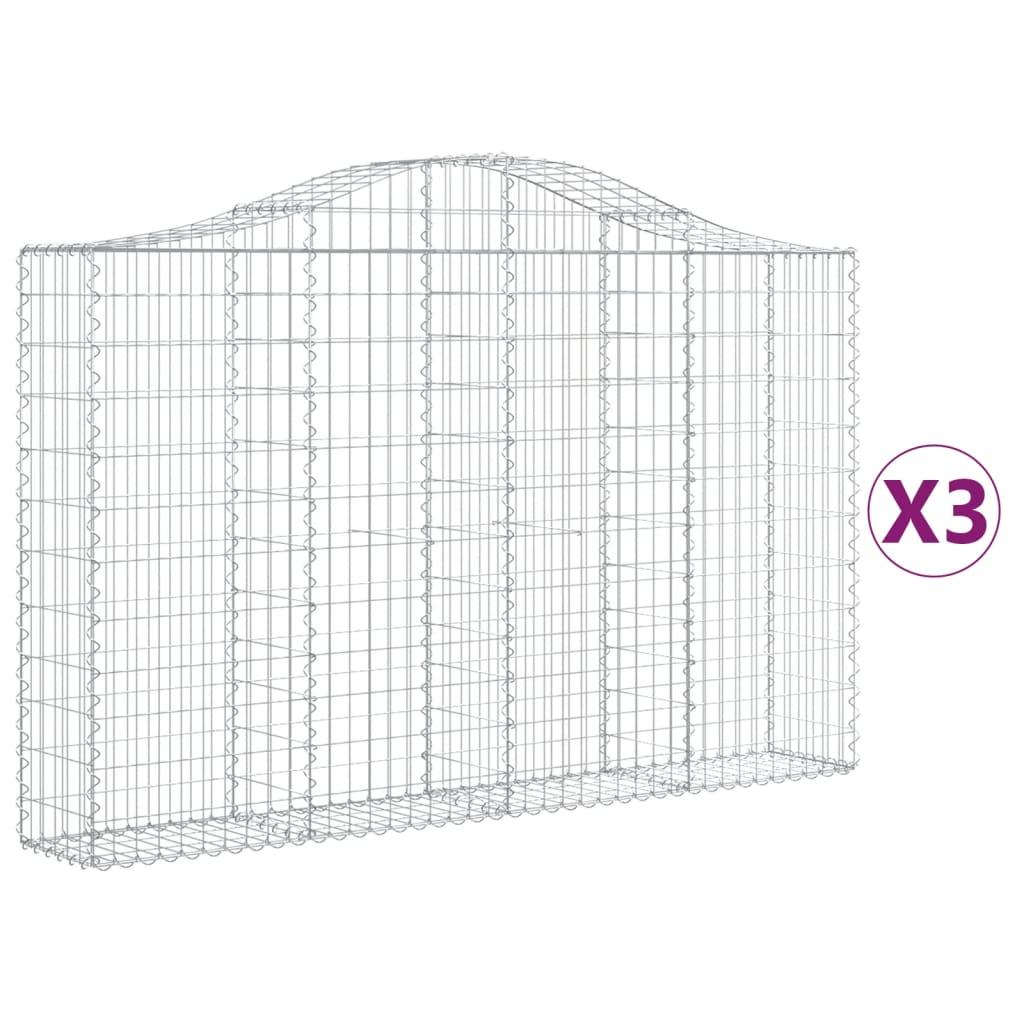 Arched Gabion Baskets 3 pcs 200x30x120/140 cm Galvanised Iron