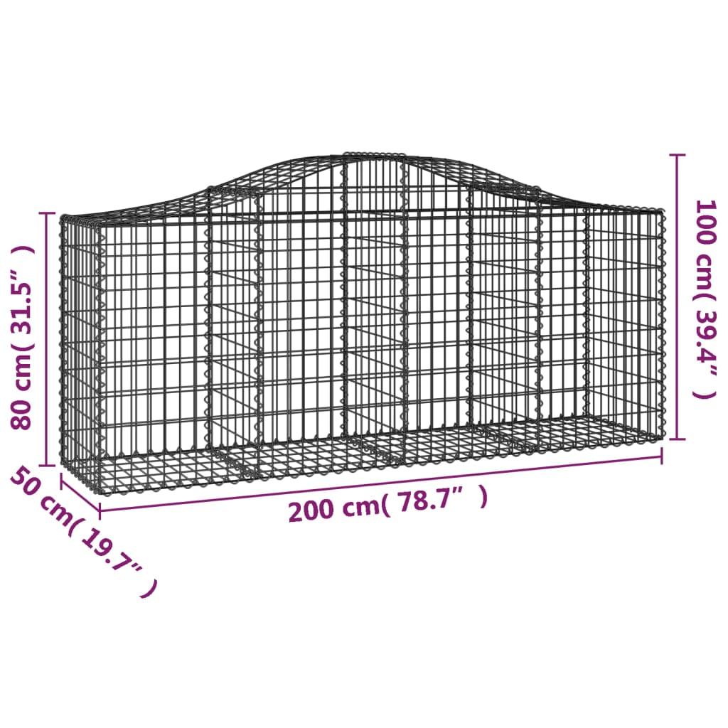 Arched Gabion Baskets 15 pcs 200x50x80/100 cm Galvanised Iron