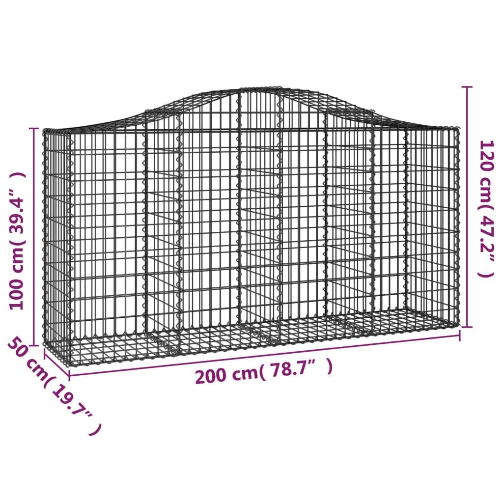 Arched Gabion Baskets 4 pcs 200x50x100/120 cm Galvanised Iron