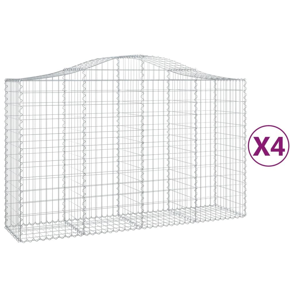 Arched Gabion Baskets 4 pcs 200x50x120/140 cm Galvanised Iron
