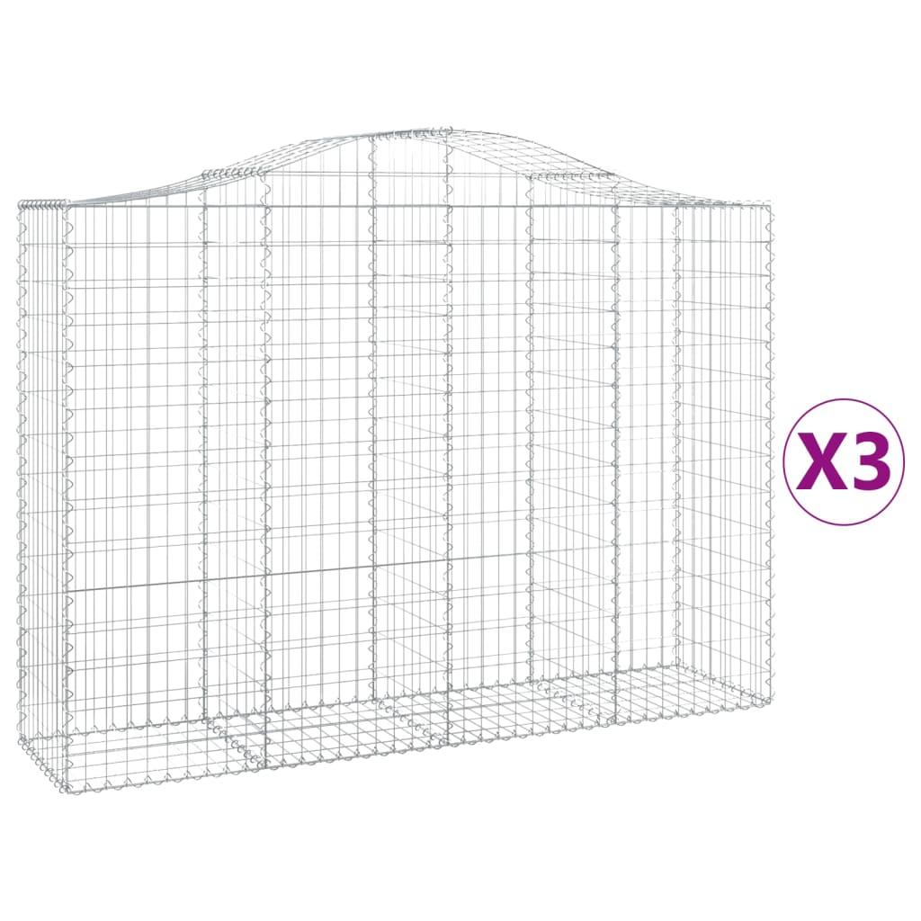 Arched Gabion Baskets 3 pcs 200x50x140/160 cm Galvanised Iron
