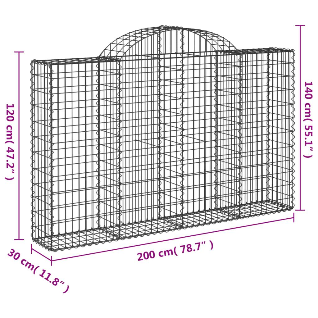 Arched Gabion Baskets 4 pcs 200x30x120/140 cm Galvanised Iron