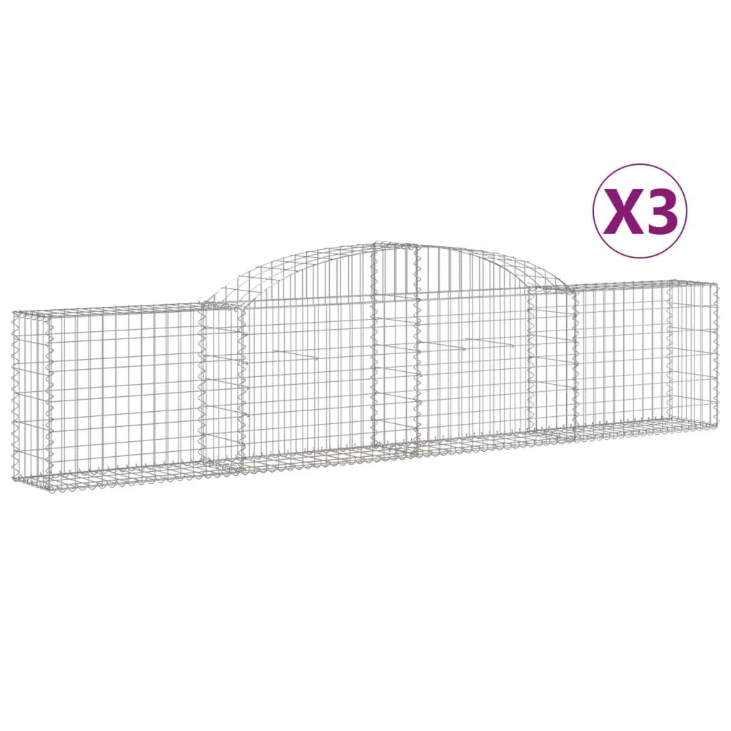 Arched Gabion Baskets 3 pcs 300x30x60/80 cm Galvanised Iron