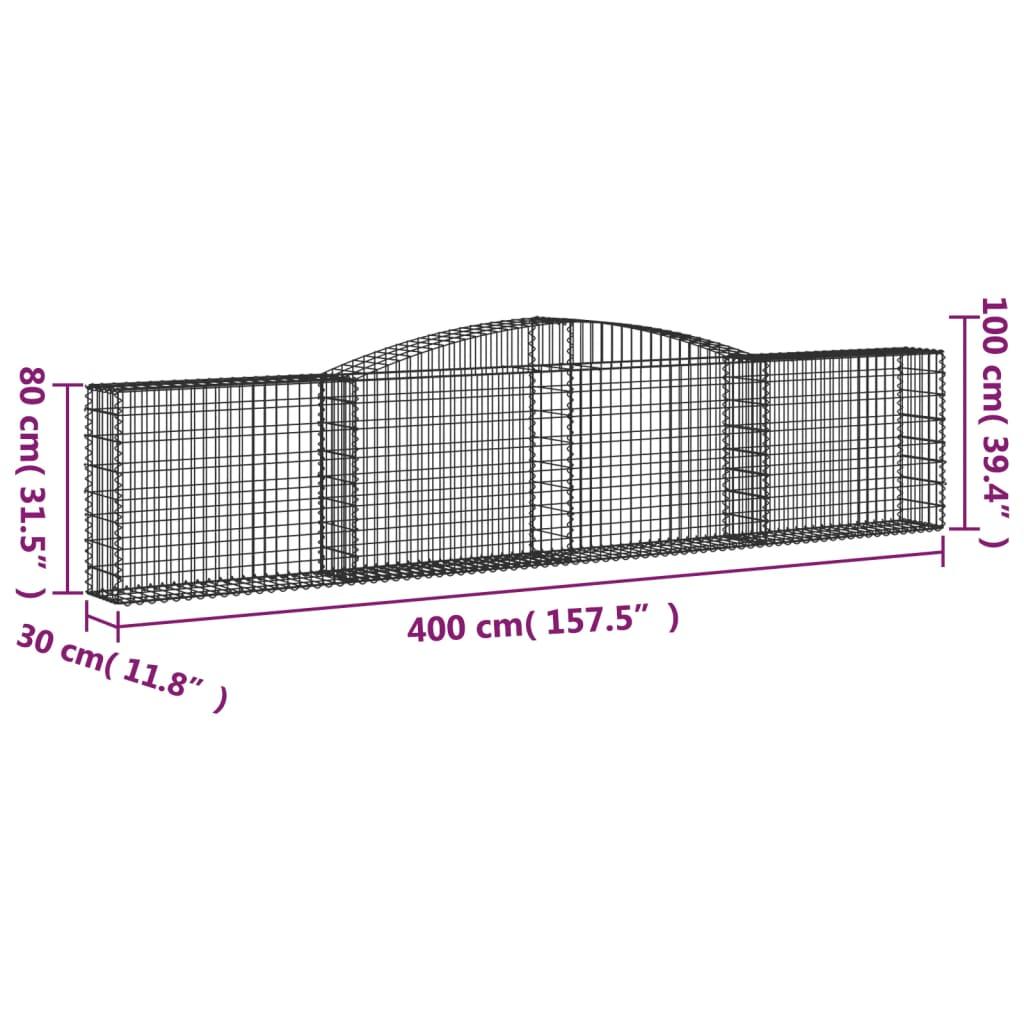 Arched Gabion Baskets 5 pcs 400x30x80/100 cm Galvanised Iron
