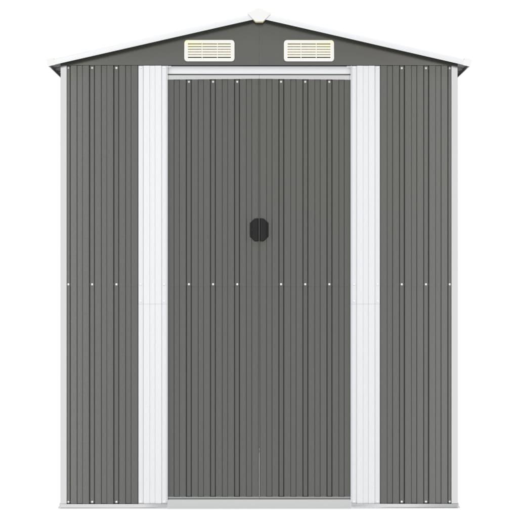 Garden Shed Light Grey 192x357x223 cm Galvanised Steel