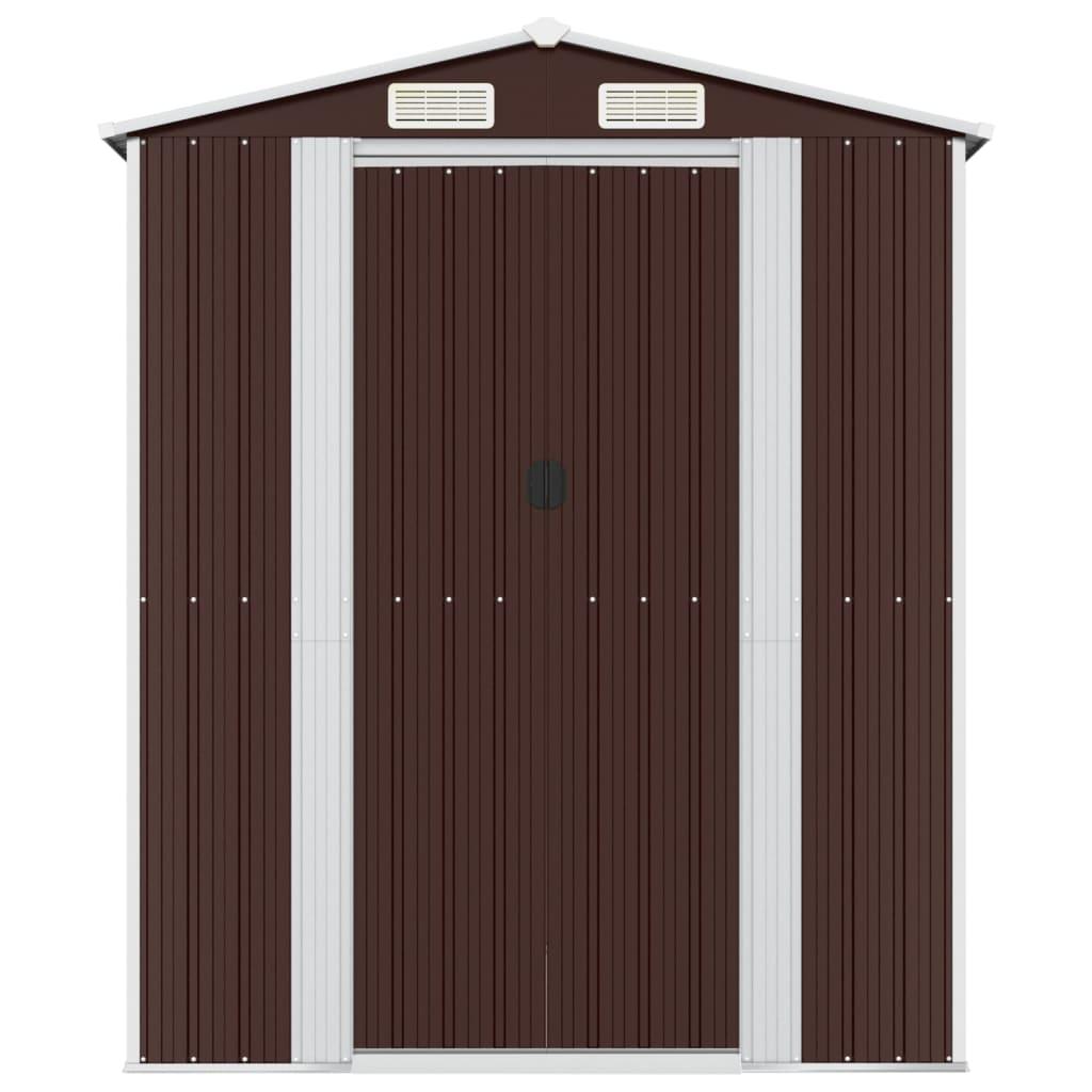 Garden Shed Dark Brown 192x606x223 cm Galvanised Steel
