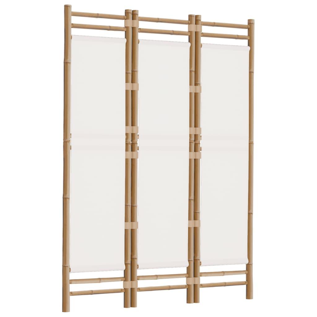 Folding 3-Panel Room Divider 120 cm Bamboo and Canvas