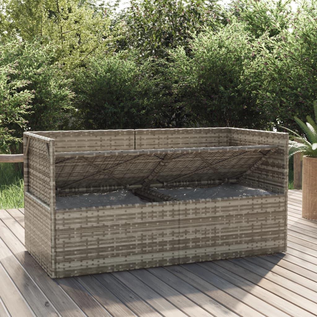2-Seater Garden Sofa with Cushions Grey Poly Rattan
