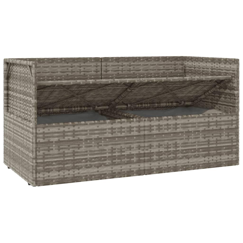 2-Seater Garden Sofa with Cushions Grey Poly Rattan