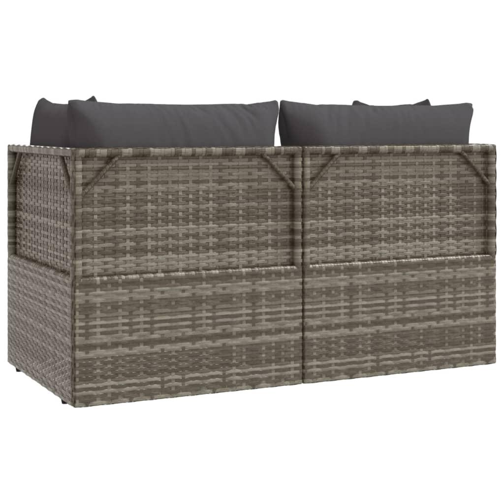 3 Piece Garden Lounge Set with Cushions Grey Poly Rattan