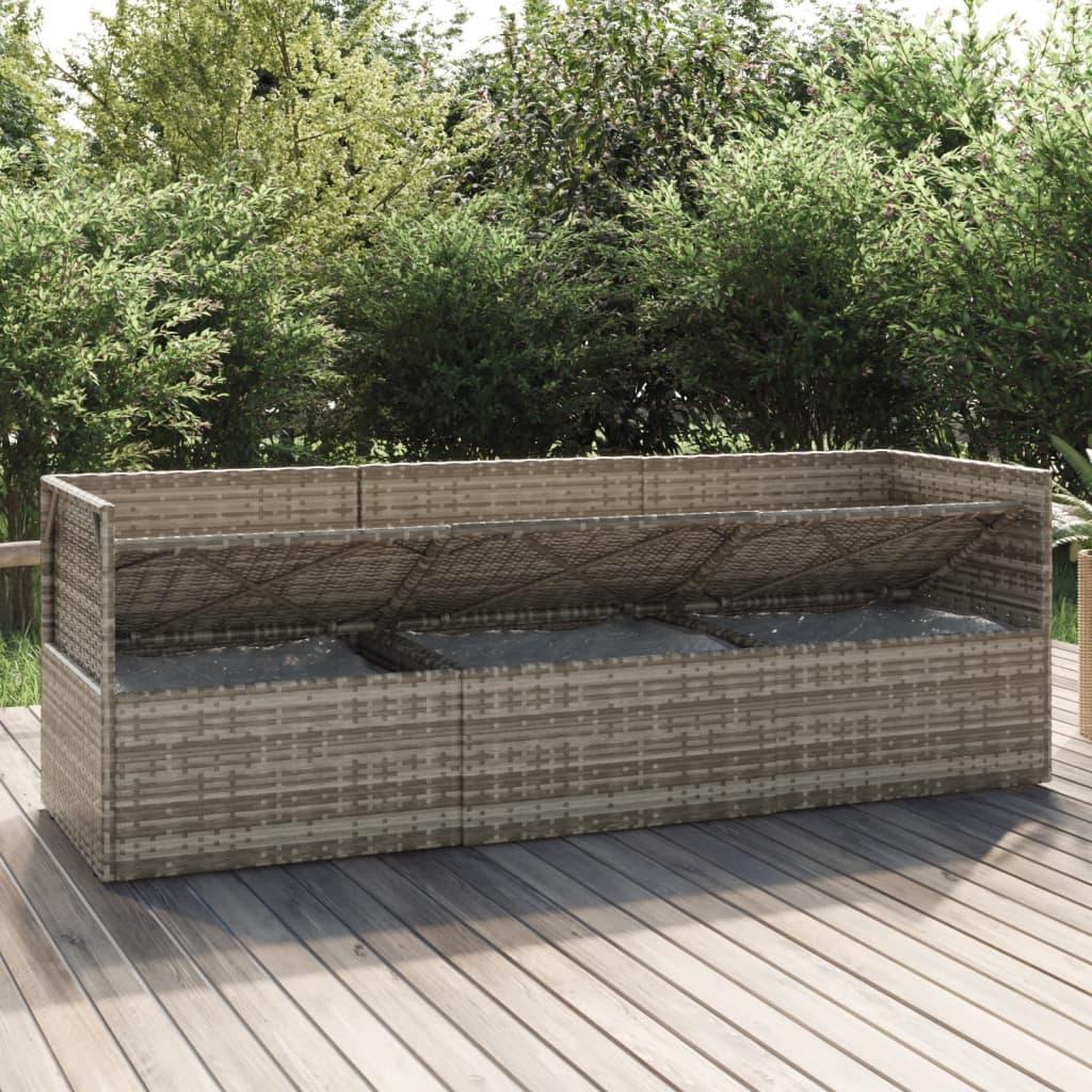 3 Piece Garden Lounge Set with Cushions Grey Poly Rattan