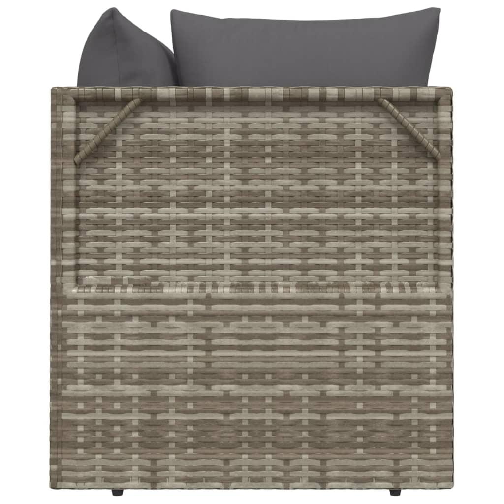 3 Piece Garden Lounge Set with Cushions Grey Poly Rattan