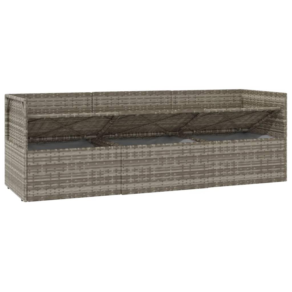 3 Piece Garden Lounge Set with Cushions Grey Poly Rattan