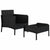 2 Piece Garden Lounge Set with Cushions Black Poly Rattan