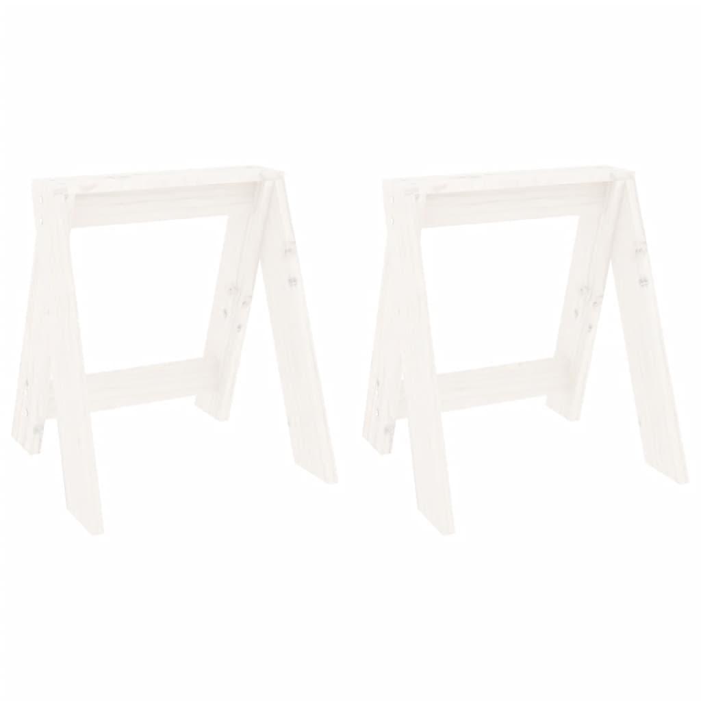 Stools 2 pcs White 40x40x45 cm Solid Wood Pine