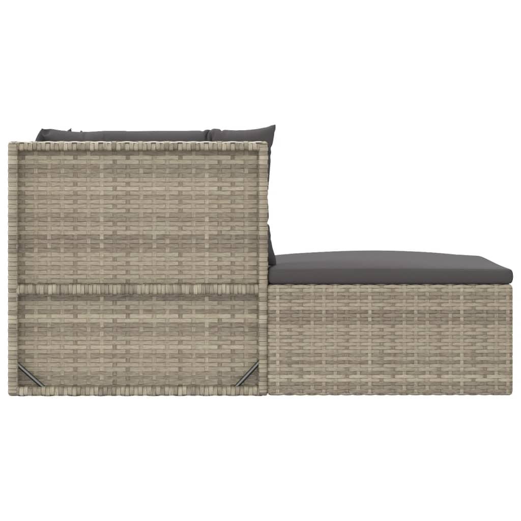 5 Piece Garden Lounge Set with Cushions Grey Poly Rattan