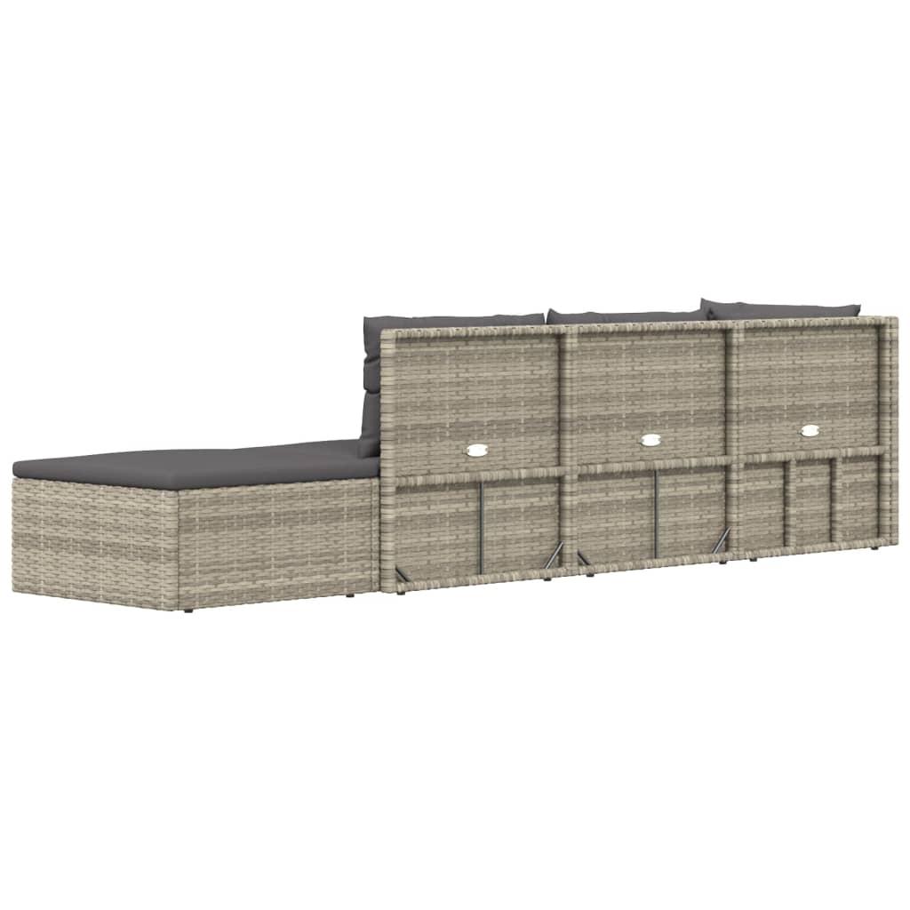 5 Piece Garden Lounge Set with Cushions Grey Poly Rattan